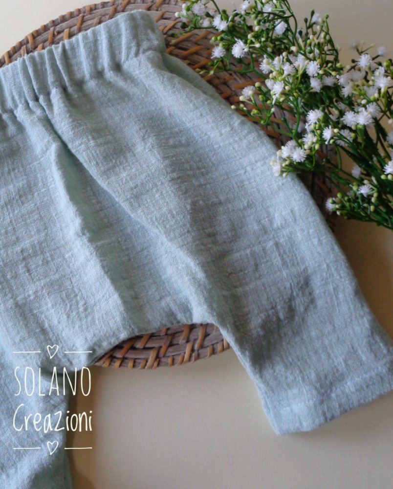 Pantaloni realizzati in mussola ,  taglia. 56 (0-3 mesi),  pantaloni in mussola per neonati e bambini