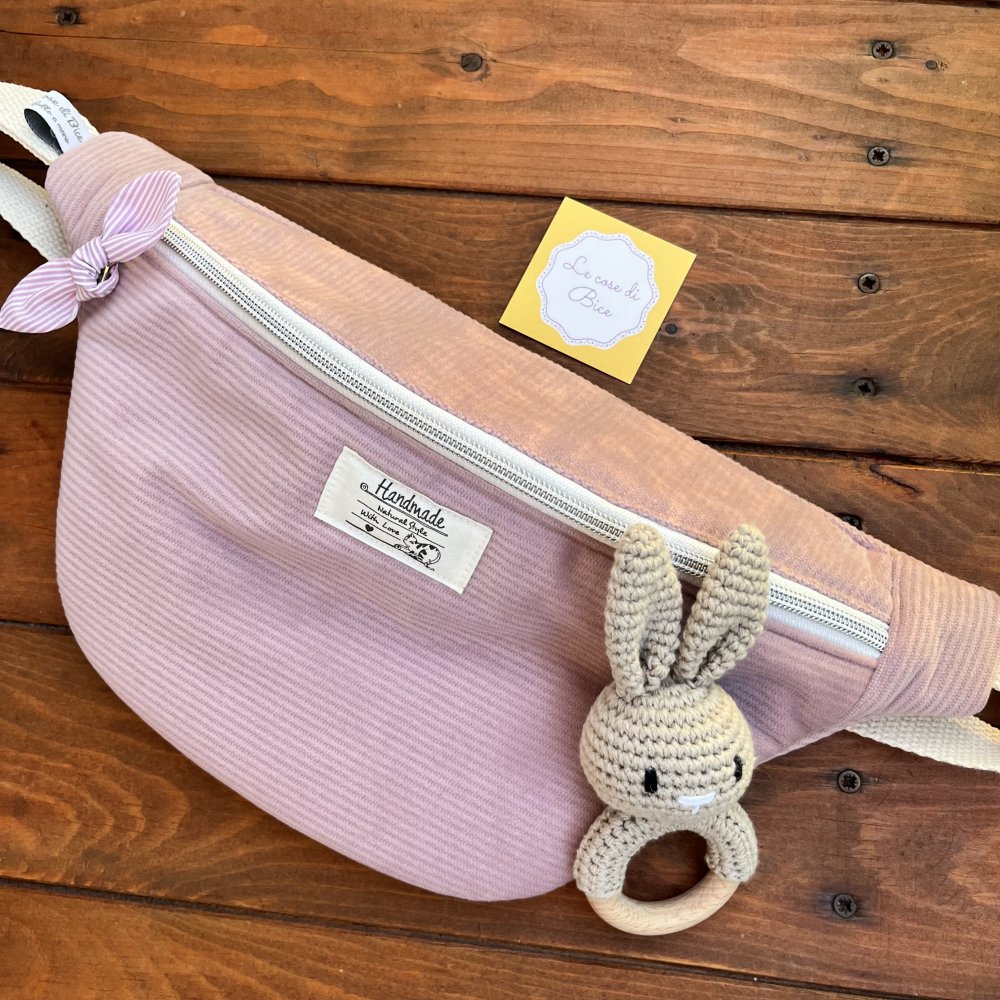 PRONTA CONSEGNA - Marsupio in velluto rosa pastello PRONTA CONSEGNA - Marsupio in velluto rosa pastello