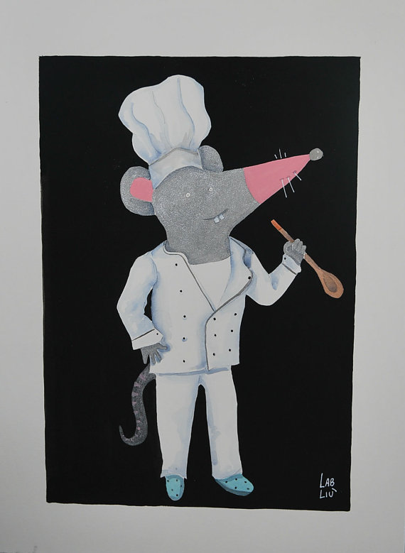 Illustrazione ad acquerello topolino cuoco